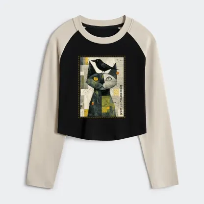 Tokyo-Tiger The Cat And The Crow Are Planning To Rule The World Women's Crop Raglan T-Shirt