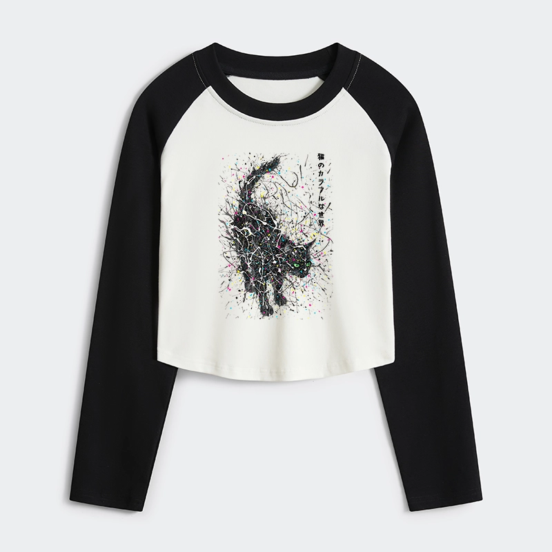 [Copy]Tokyo-Tiger Flamingos at Dusk Women's Crop Raglan T-Shirt