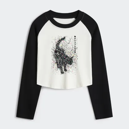 [Copy]Tokyo-Tiger Flamingos at Dusk Women's Crop Raglan T-Shirt
