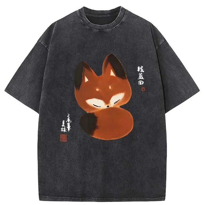 Tokyo-Tiger Cute Fox Washed T-Shirt