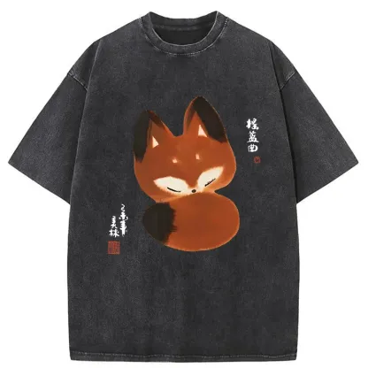 Tokyo-Tiger Cute Fox Washed T-Shirt