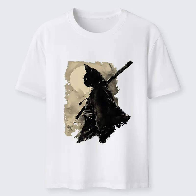 Tokyo-Tiger Under The Moon Cat Samurai Classic T-Shirt