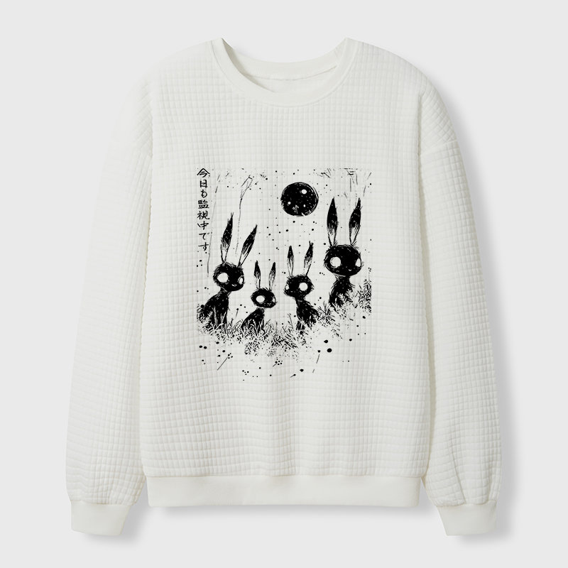 Tokyo-Tiger Rabbit Is Watching You Waffle Sweatshirt