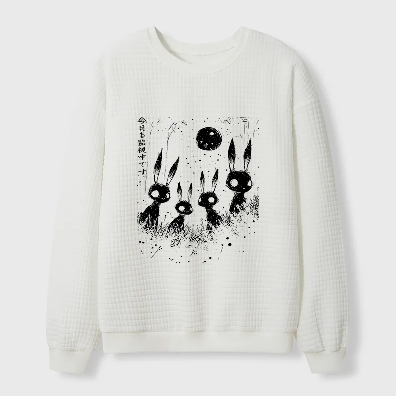 Tokyo-Tiger Rabbit Is Watching You Waffle Sweatshirt