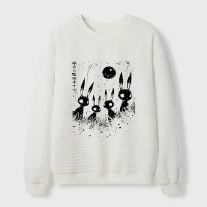 Tokyo-Tiger Rabbit Is Watching You Waffle Sweatshirt