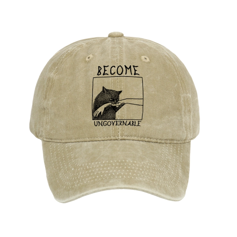 Tokyo-Tiger Cat Biting Arm Washed Cap