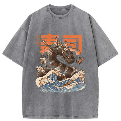 Tokyo-Tiger Great Sushi Dragon Washed T-Shirt