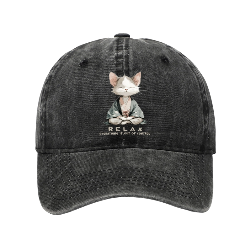 Tokyo-Tiger Zen Cat Relaxation，Everything's Out Of Control Washed Cap