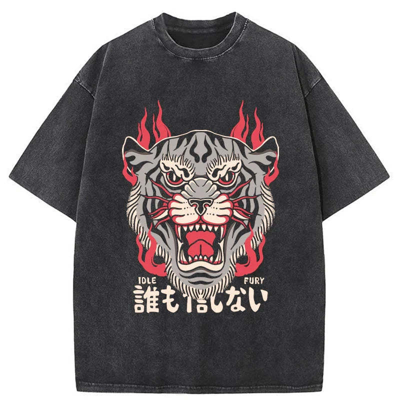 Tokyo-Tiger Japanese Tiger Fire Washed T-Shirt