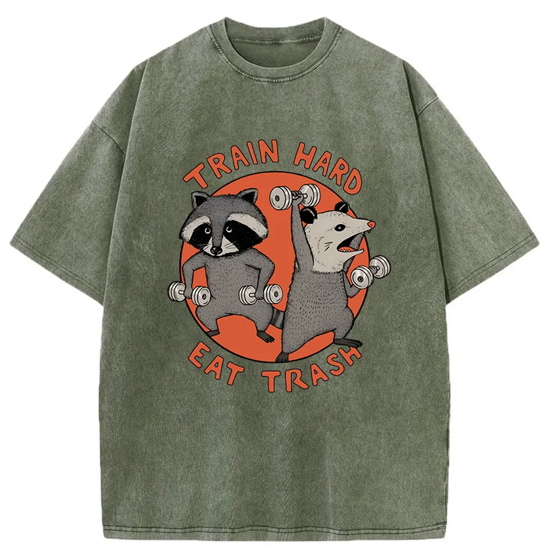 Tokyo-Tiger Raccoons And Opossums Are Working Out Washed T-Shirt