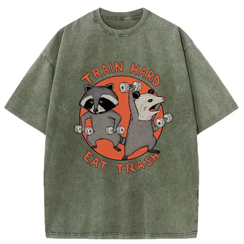 Tokyo-Tiger Raccoons And Opossums Are Working Out Washed T-Shirt