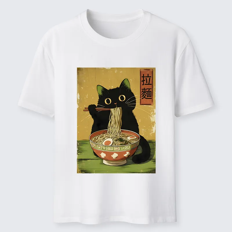 Tokyo-Tiger Vintage Japanese Cat Eating Ramen Classic T-Shirt