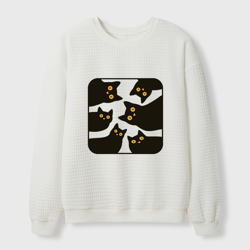 Tokyo-Tiger Cats Are Watching You Waffle Sweatshirt