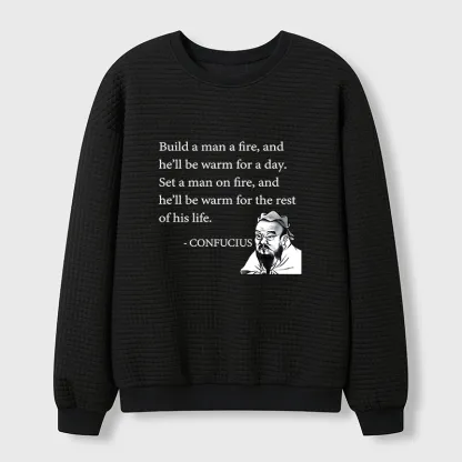 Tokyo-Tiger Confucius's Sayings Funny Waffle Sweatshirt