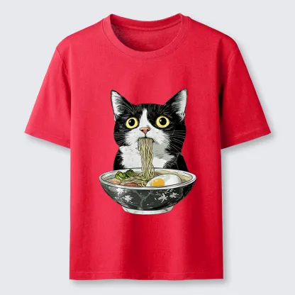Tokyo-Tiger Cute Cat Eating Japan Ramen Classic T-Shirt