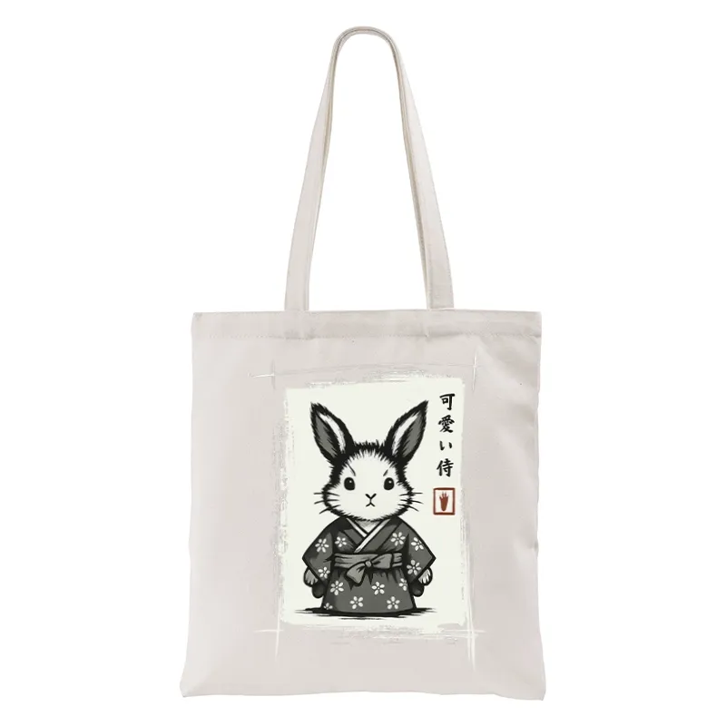 Tokyo-Tiger Woodcut Bunny Tote Bag