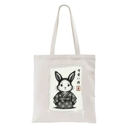 Tokyo-Tiger Woodcut Bunny Tote Bag