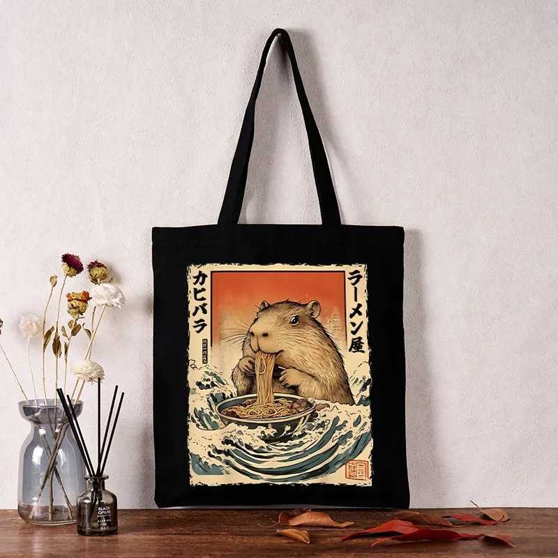 Tokyo-Tiger Hamster Eating Ramen Tote Bag