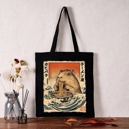 Tokyo-Tiger Hamster Eating Ramen Tote Bag
