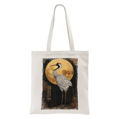 Tokyo-Tiger Vintage Japanese Crane Kanji Tote Bag