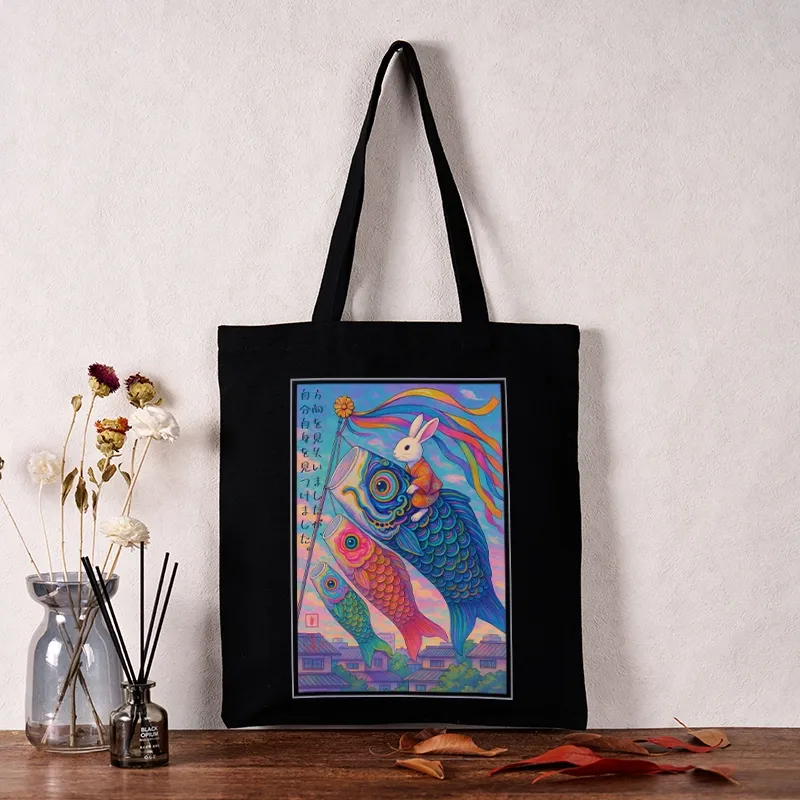 Tokyo-Tiger Ukiyoe Rabbit Ride Carp Streamer Poster Tote Bag