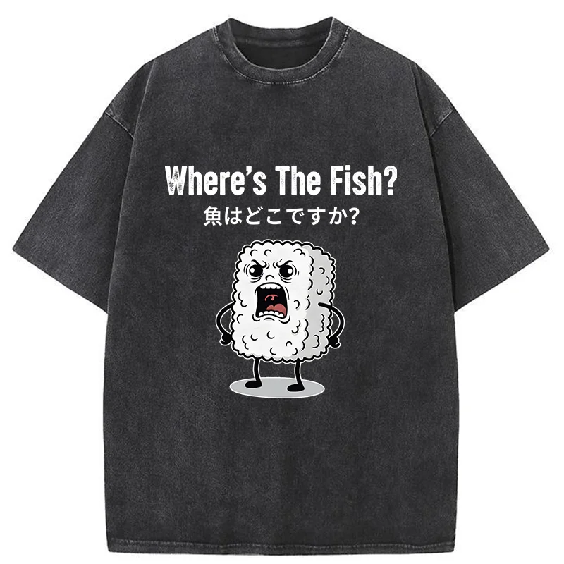 Tokyo-Tiger Rice Balls In Search Of Fish Washed T-Shirt