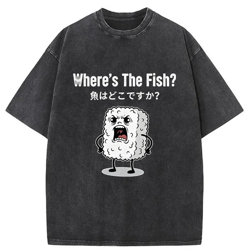 Tokyo-Tiger Rice Balls In Search Of Fish Washed T-Shirt