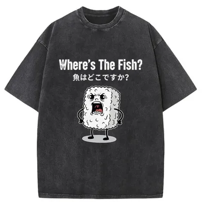 Tokyo-Tiger Rice Balls In Search Of Fish Washed T-Shirt