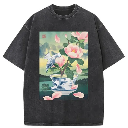 Tokyo-Tiger Fragrance Of Tea Is Like That Of Flowers Washed T-Shirt