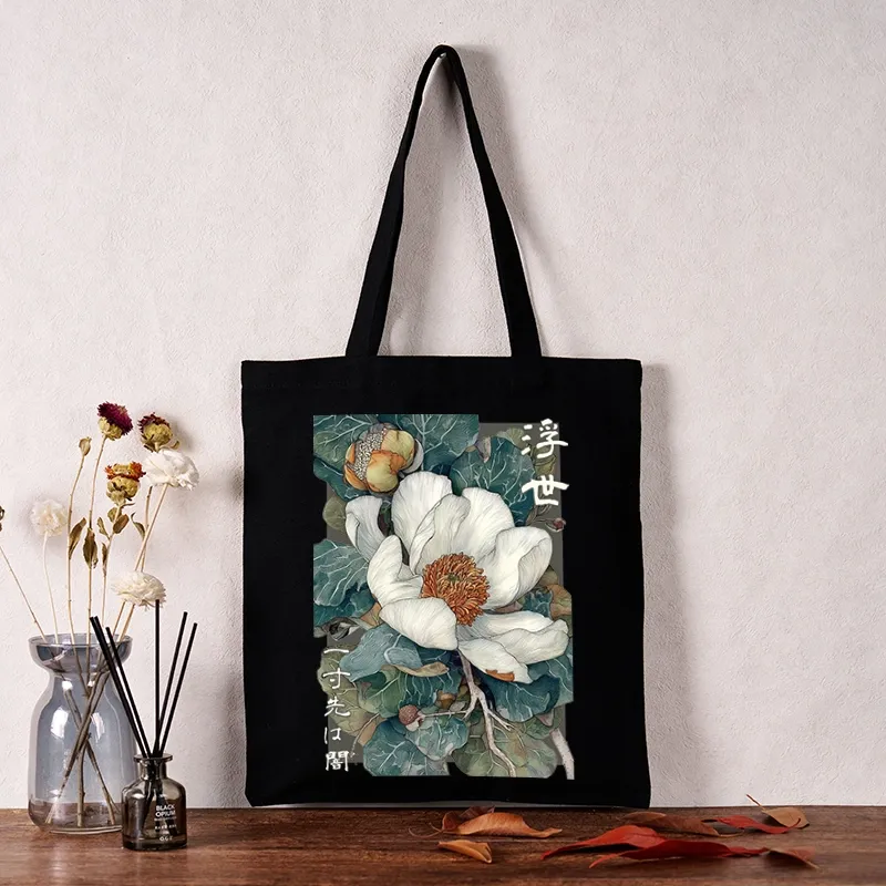 Tokyo-Tiger Ukiyoe Magnolia Flower Poster Tote Bag