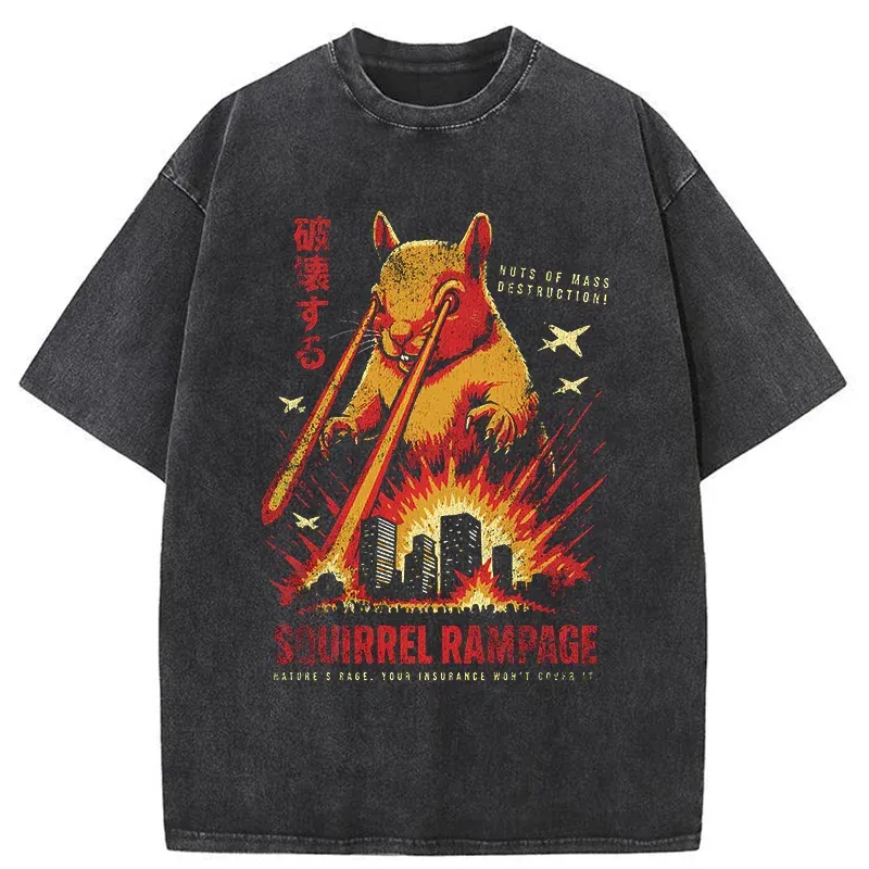 Tokyo-Tiger Squirrel Monster Funny Washed T-Shirt Sale