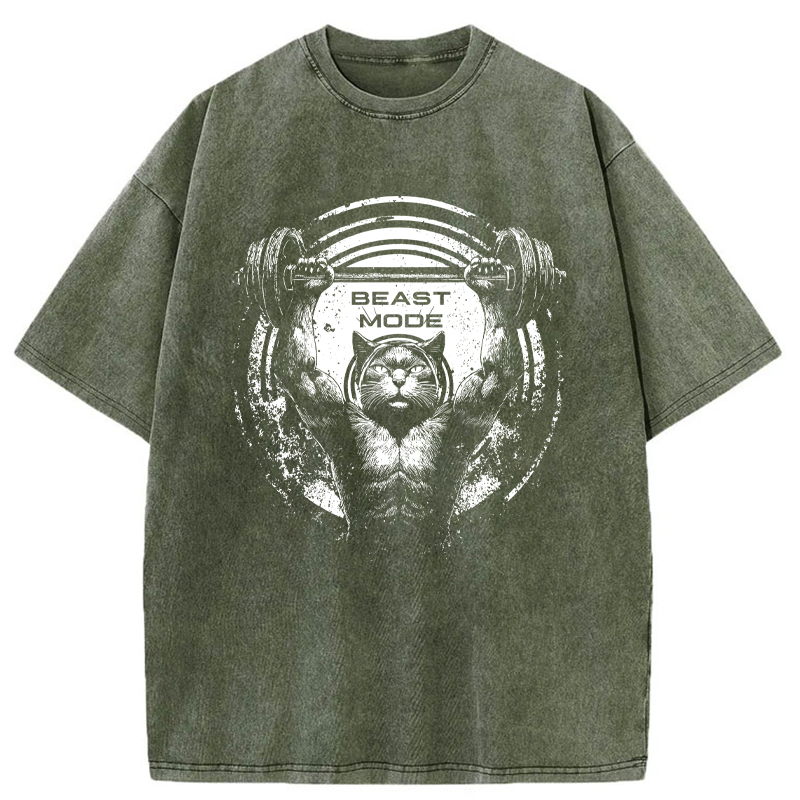 Tokyo-Tiger Beast Mode Work Out Washed T-Shirt