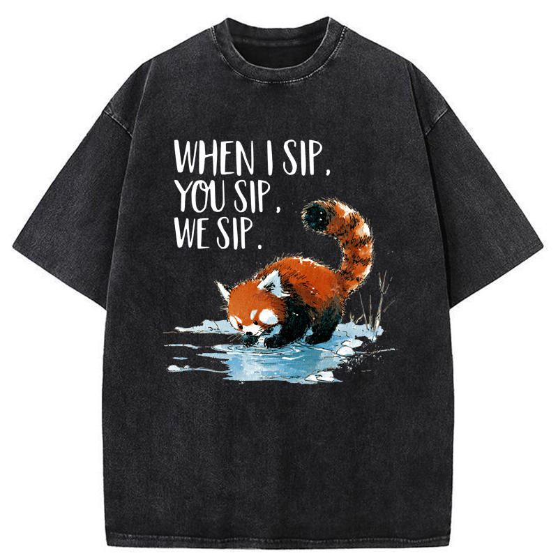 Tokyo-Tiger When I Sip Washed T-Shirt