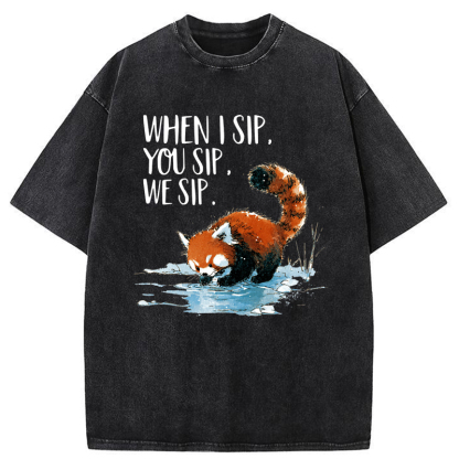 Tokyo-Tiger When I Sip Washed T-Shirt