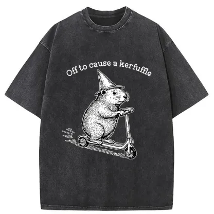 Tokyo-Tiger Groundhog Getting Ready To Cause Trouble Washed T-Shirt