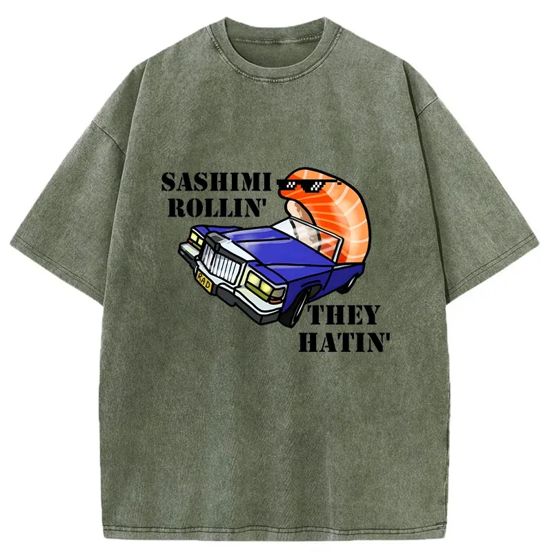 Tokyo-Tiger Sushi Driving Washed T-Shirt
