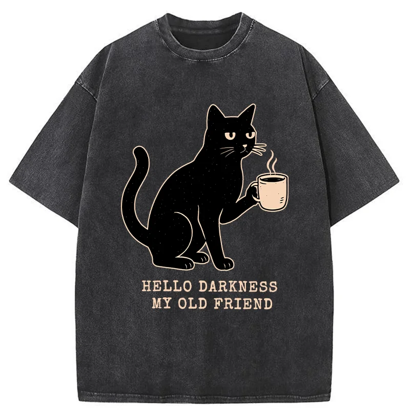 Tokyo-Tiger Hello Black Cat Washed T-Shirt
