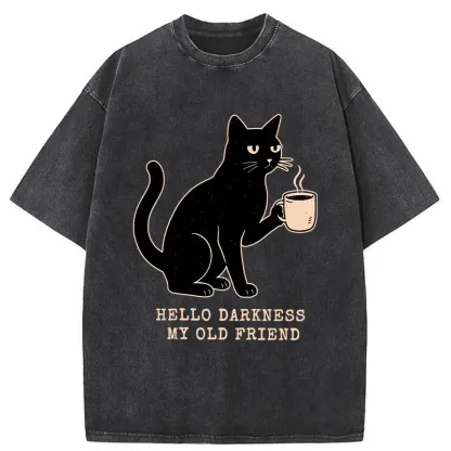 Tokyo-Tiger Hello Black Cat Washed T-Shirt