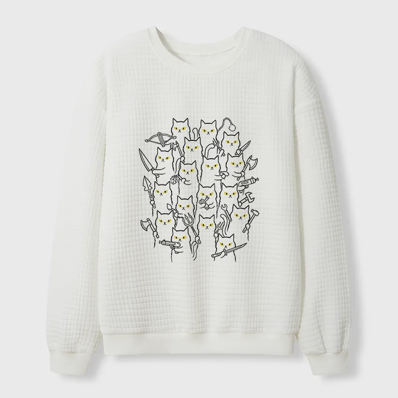 Tokyo-Tiger Various Branches Of The Cat Army Waffle Sweatshirt