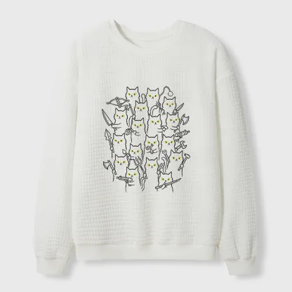 Tokyo-Tiger Various Branches Of The Cat Army Waffle Sweatshirt