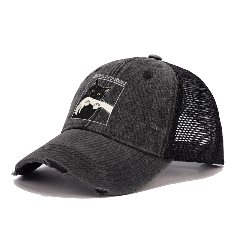 Tokyo-Tiger Black Cat Biting Trucker Cap