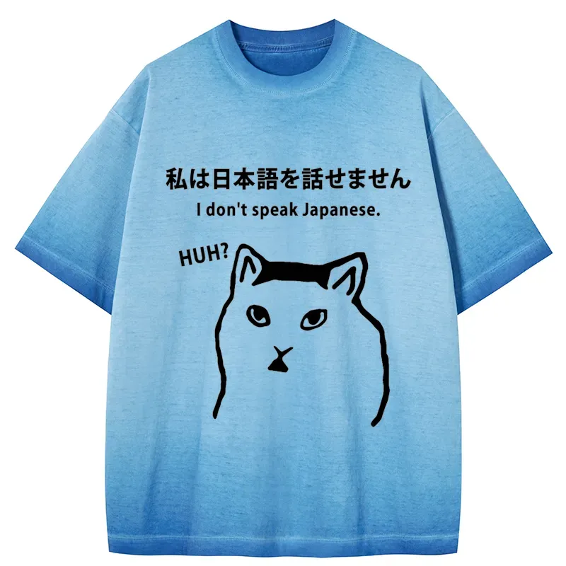 Tokyo-Tiger I Don't Speak Japanese Gradient Washed T-Shirt