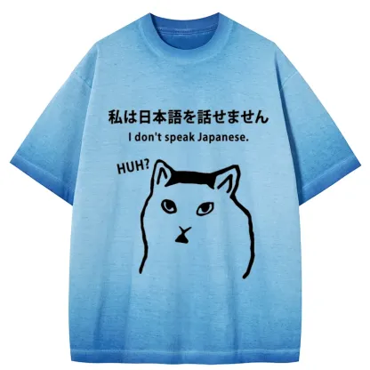 Tokyo-Tiger I Don't Speak Japanese Gradient Washed T-Shirt