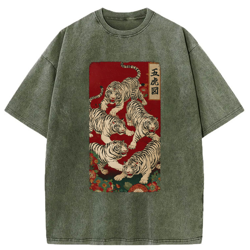 Tokyo-Tiger The Five Fierce Tigers Washed T-Shirt