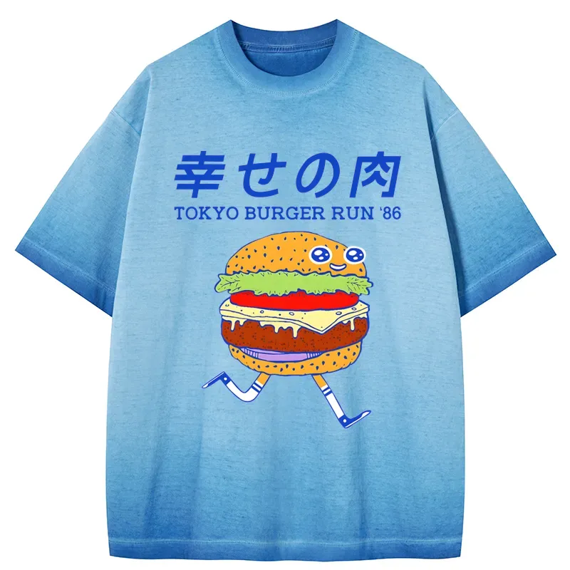 Tokyo-Tiger Tokyo Burger Run Japanese Gradient Washed T-Shirt