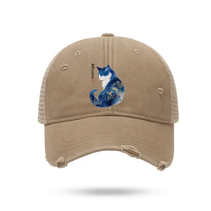 Tokyo-Tiger Retro Zen Cat: Living the Present Trucker Cap