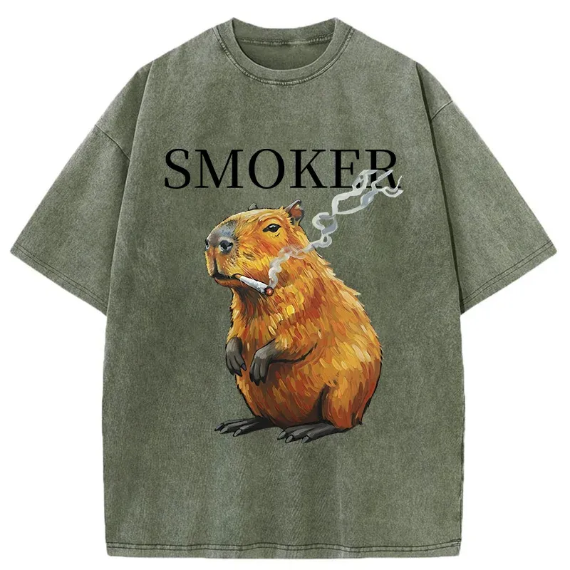 Tokyo-Tiger Obese Smokers Washed T-Shirt