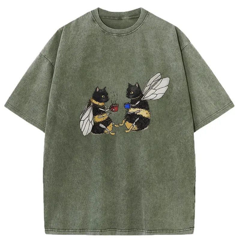 Tokyo-Tiger CatBees' Tea Party Washed T-Shirt