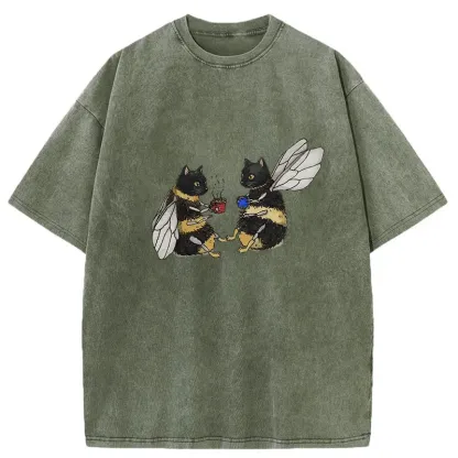Tokyo-Tiger CatBees' Tea Party Washed T-Shirt