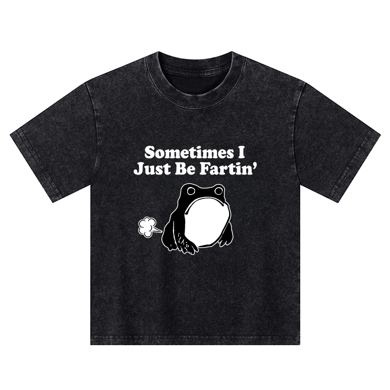 Tokyo-Tiger Farting Frog Japanese Kids Washed T-Shirt